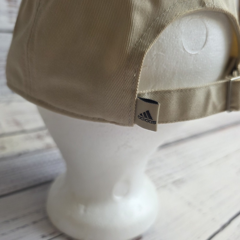 Adidas Oval Logo Beige Ball Cap Hat Adjustable Baseball Dad 90s Strap Back - Picture 6 of 8